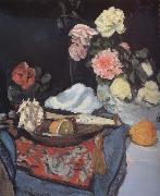 George Leslie Hunter Fruit and Flowers on a Draped Table Spain oil painting reproduction